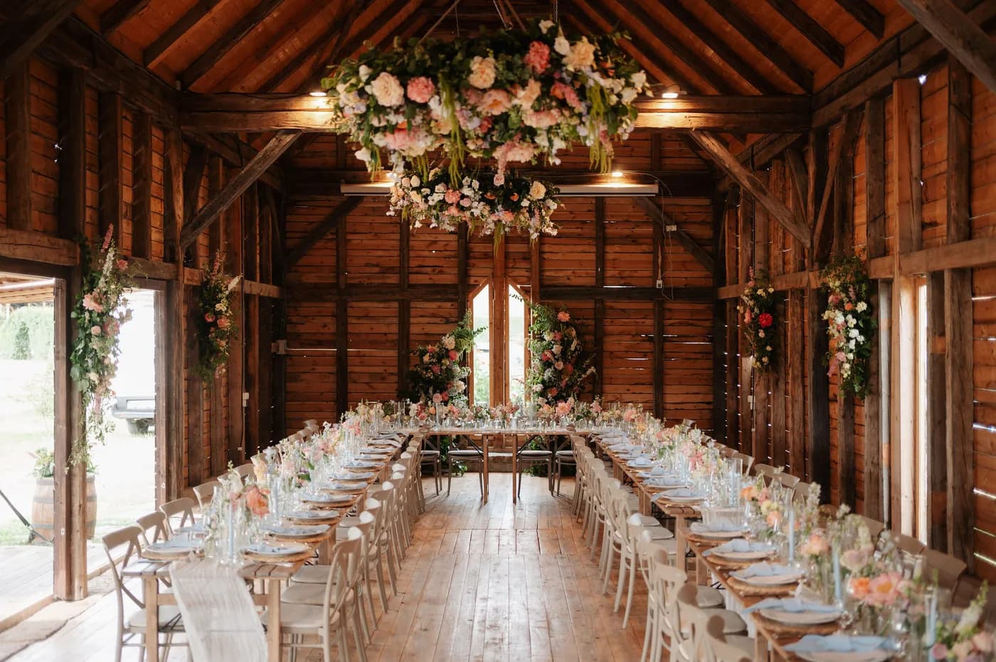Wedding celebration in the castle event barn